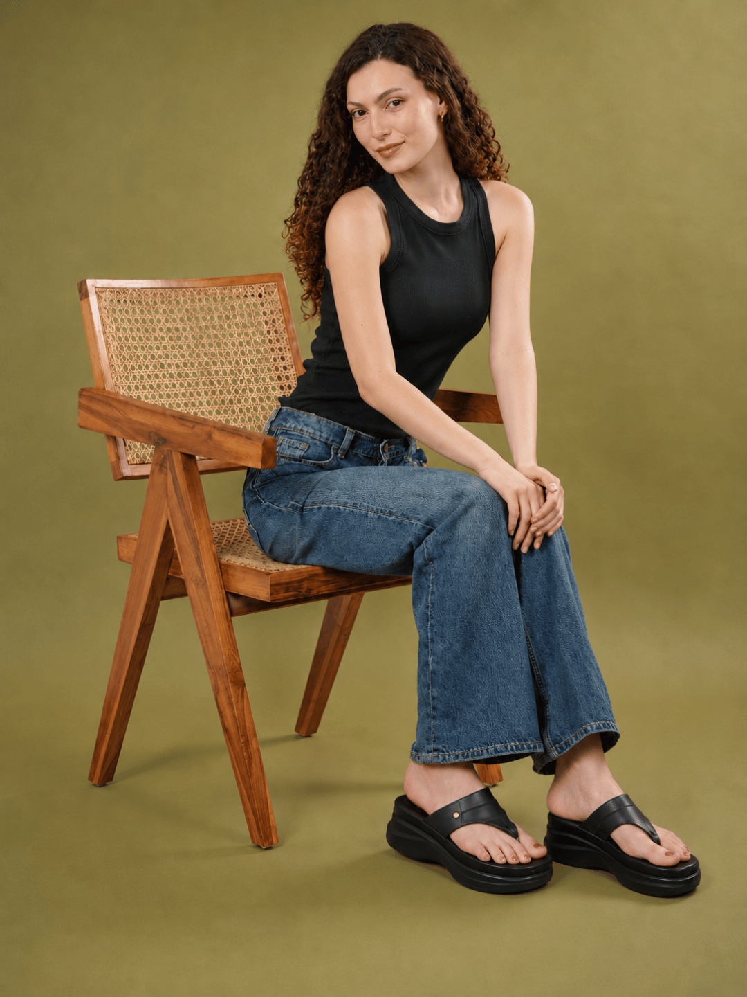 Casual Fashion Open Back Wedge Sandals 1 inch Heels