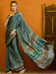 Women's Satin Printed Designer Saree With Blouse Piece