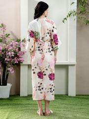 Women Floral Printed Crepe Midi Dress