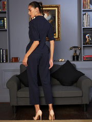 Women Navy Blue Solid Co-Ords
