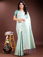 Light Green Linen Cotton Saree – Elegant Simplicity for Everyday Grace