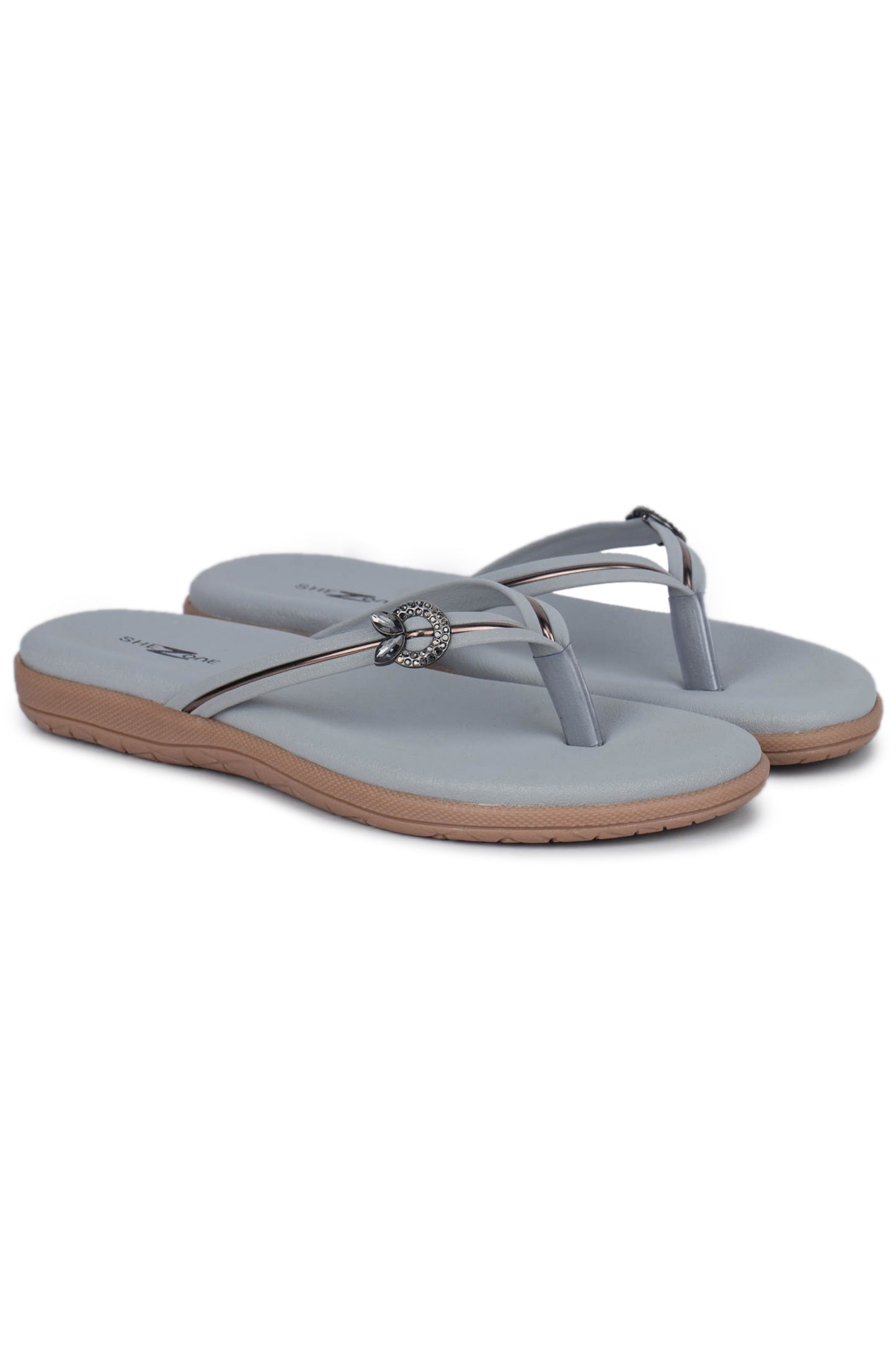 Casual Grey One Toe Flats Round Toe Slip-On Flats