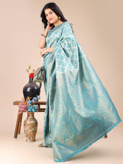 Elegant Grey and Gold Silk Saree – Graceful Artistry with Contemporary Charm
