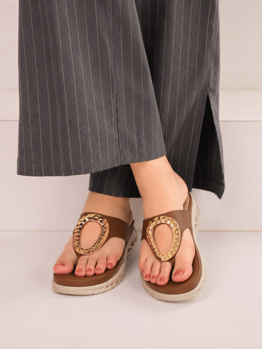 Casual Fashion Open Back Platform Sandals 1 inch Heels