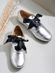 Shoetopia Smart Casual Silver Sneakers For Women & Girls