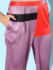 Women's Multi color Satin Shirt and Trousers Co-ord Set