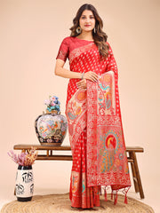 Majestic Linen Cotton Saree with Royal Peacock Pallu - A Celebration of Heritage and Grace