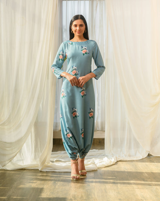 Dusty Teal Dhoti Jumpsuit
