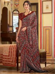 Women's Crepe Printed Designer Saree With Blouse Piece