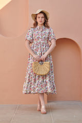 Dove White Gathered Midi Dress