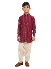 Boys' Wine Kurta and Patiala Set