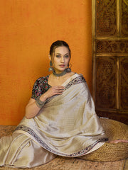 Women's Satin Printed Designer Saree With Blouse Piece