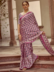 Women's Crepe Printed Designer Saree With Blouse Piece