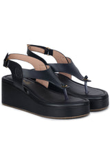 Casual Fashion Sandals 2.5 Inches Wedge Ankle Loop Round Toe Heels