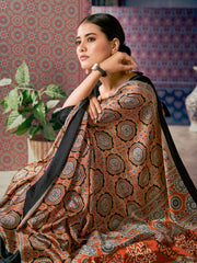 Women's Crepe DigitalPrint DesignerSaree With Blouse Piece
