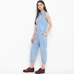 Women's Denim Ice Blue Wash Jumpsuit