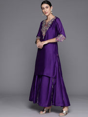 Women Floral Embroidered Straight Kurta Paired With Bottom And Dupatta