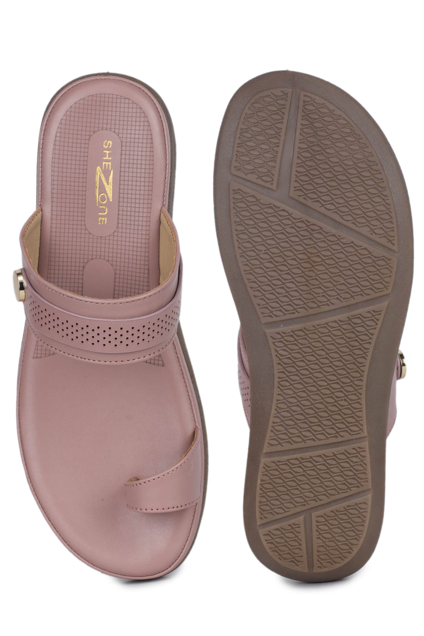 Casual Peach Open Toe Flats Round Toe Slip-On Flats