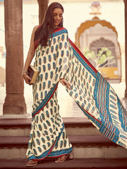 Women's Crepe Printed Designer Saree With Blouse Piece