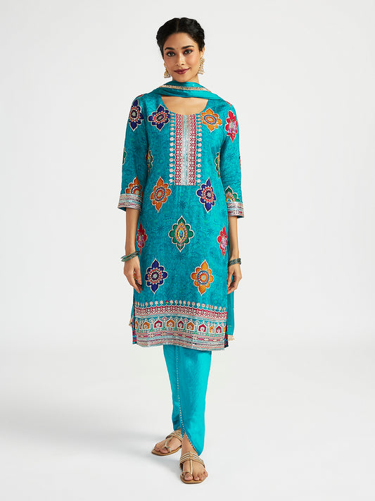 Women's Turquoise Dhoti kurta set