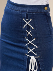 Women's Denim Skirt with Tie Ups