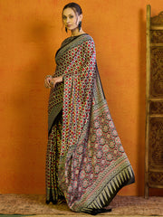 Women's Satin Printed Designer Saree With Blouse Piece