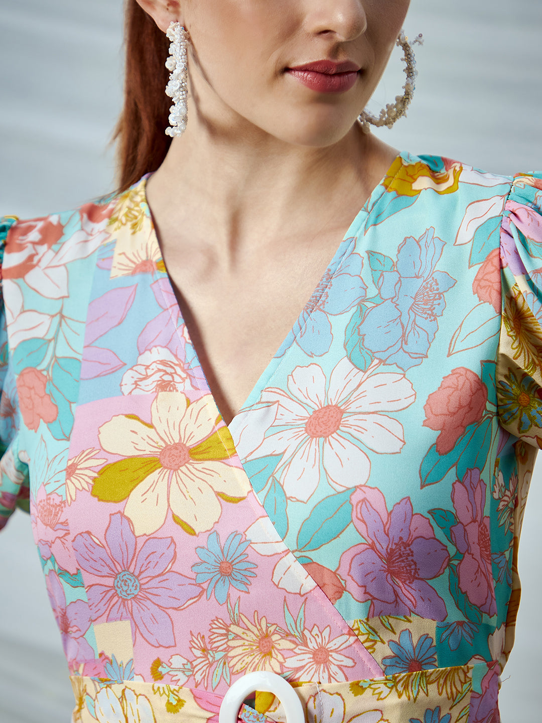 Multicoloured Floral Crepe Dress