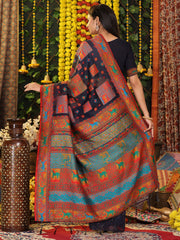 Off White Linen Cotton Saree with Multicolor Ethnic Print – Soft & Lightweight Saree for Festive, Daily, and Office Wear