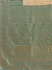 Graceful Cream and Green Silk Saree – Traditional Elegance with Royal Charm