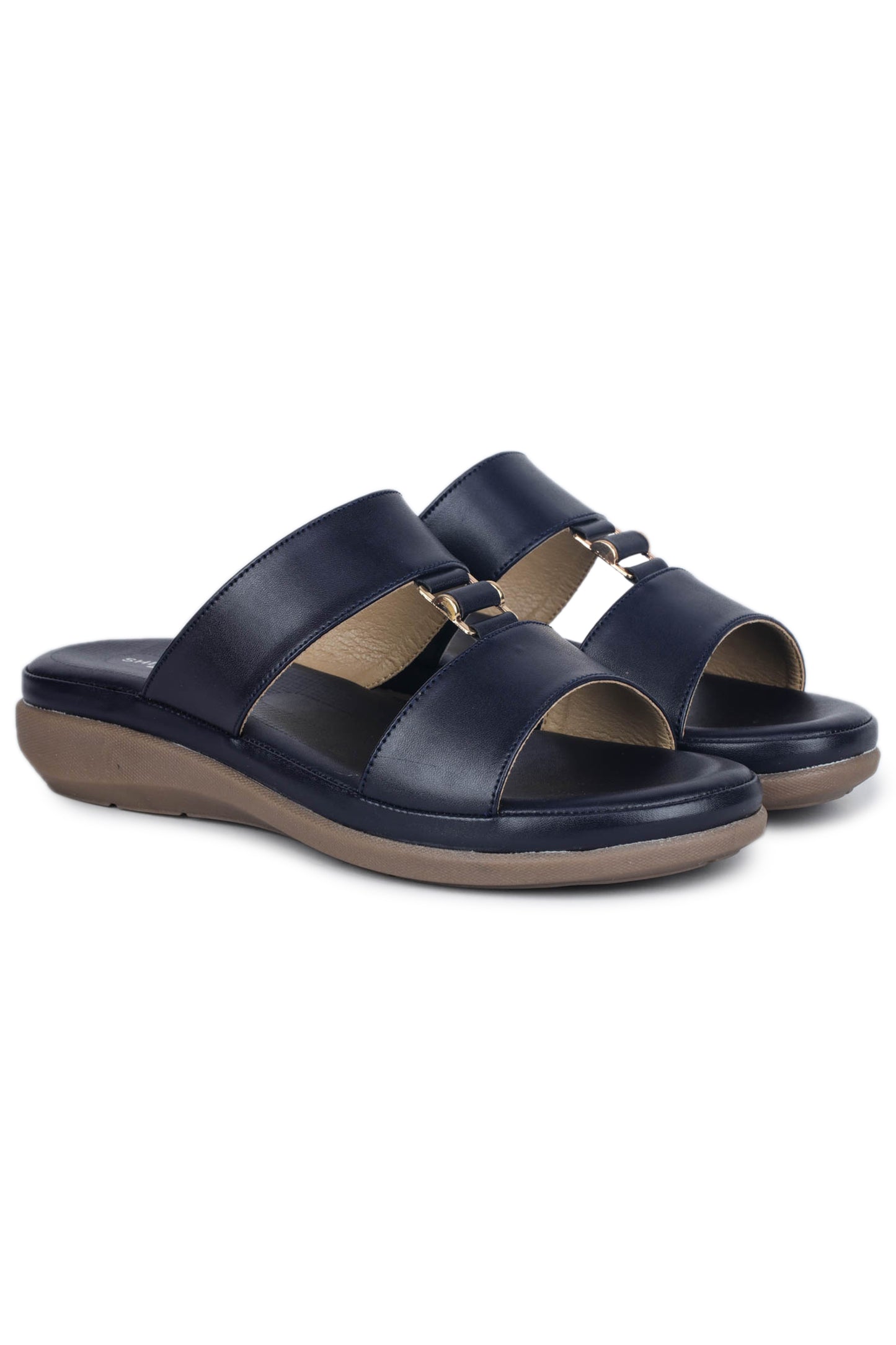 Casual Blue Open Toe Flats Round Toe Slip-On Flats