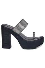 Casual Fashion Sandals 4 Inches Block Open Back Round Toe Heels