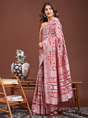 Threads of Tradition: Beige Linen Cotton Saree Woven with Stories of Grace & Heritage