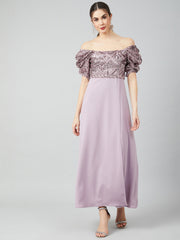 Women Lavender Embellished Maxi Dress