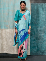 Women's Crepe Printed Designer Saree With Blouse Piece