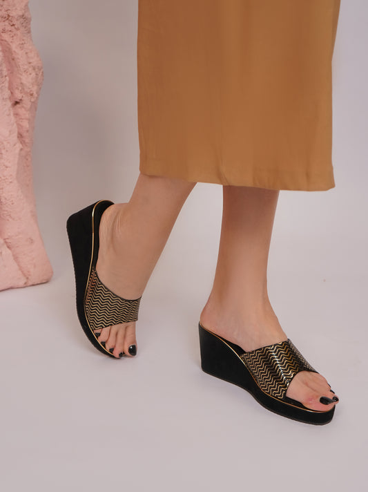 Fashion Open Back Sandal 3 inches Wedge Heels