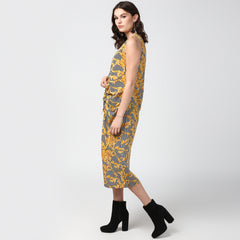 Women's Black and Yellow  Chain and Stripe Dress