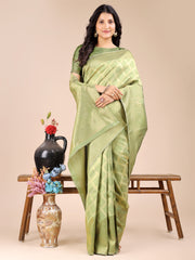 Elegant Grey and Gold Silk Saree – Graceful Artistry with Contemporary Charm