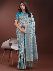 Stunning Beige & Red Linen Saree with Floral Print and Rich Zari Pallu – Festive & Traditional Wear