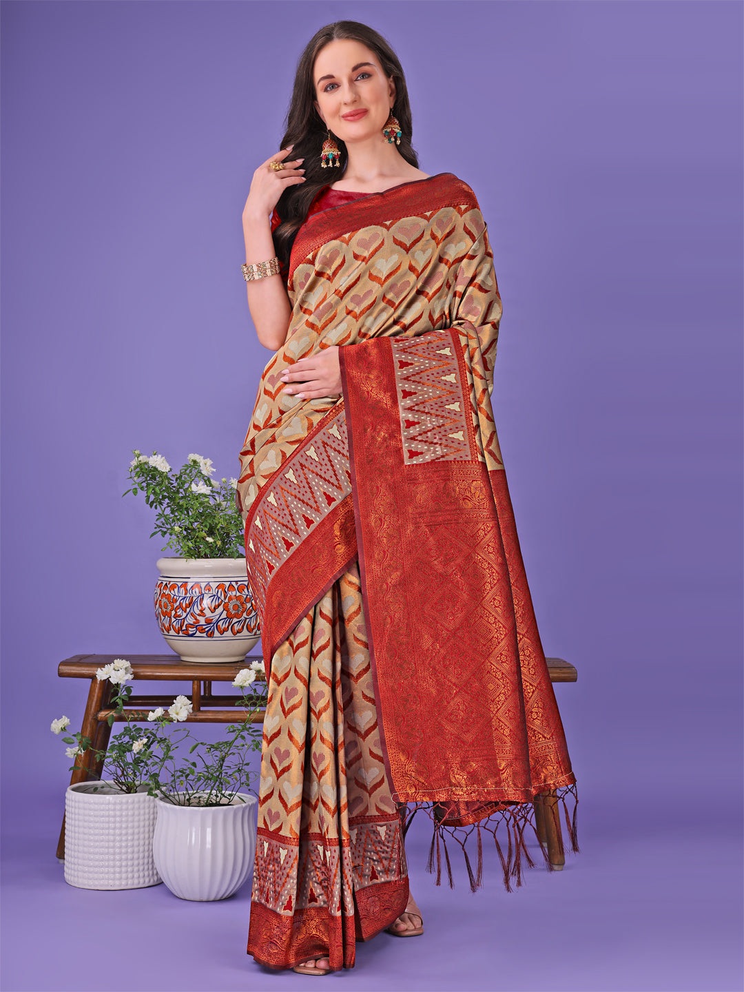 ASTITA - Radiant Lichi Silk Saree - A Touch of Royalty in Every Thread