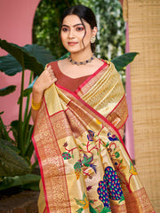 Elegant Kanjivaram Silk Saree with Rich Zari Work and Peacock Pallu | Traditional Bridal and Festive Wear