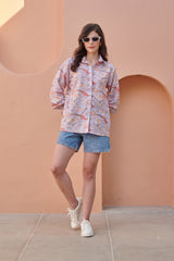 Heather Purple Smocked Sleeved Shirt