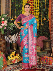 Traditional Red Art Silk Temple Border Festive Wedding Wear Saree