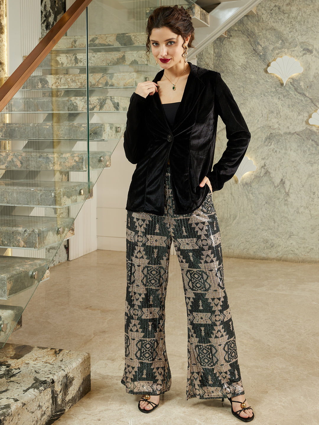 Women Embellished Blazer & Pant Co-Ord Set