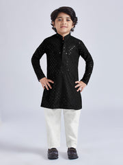 Boys' Black Kurta And Pyjama Set