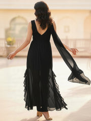 Ruffled Chiffon Fit & Flare Maxi Dress