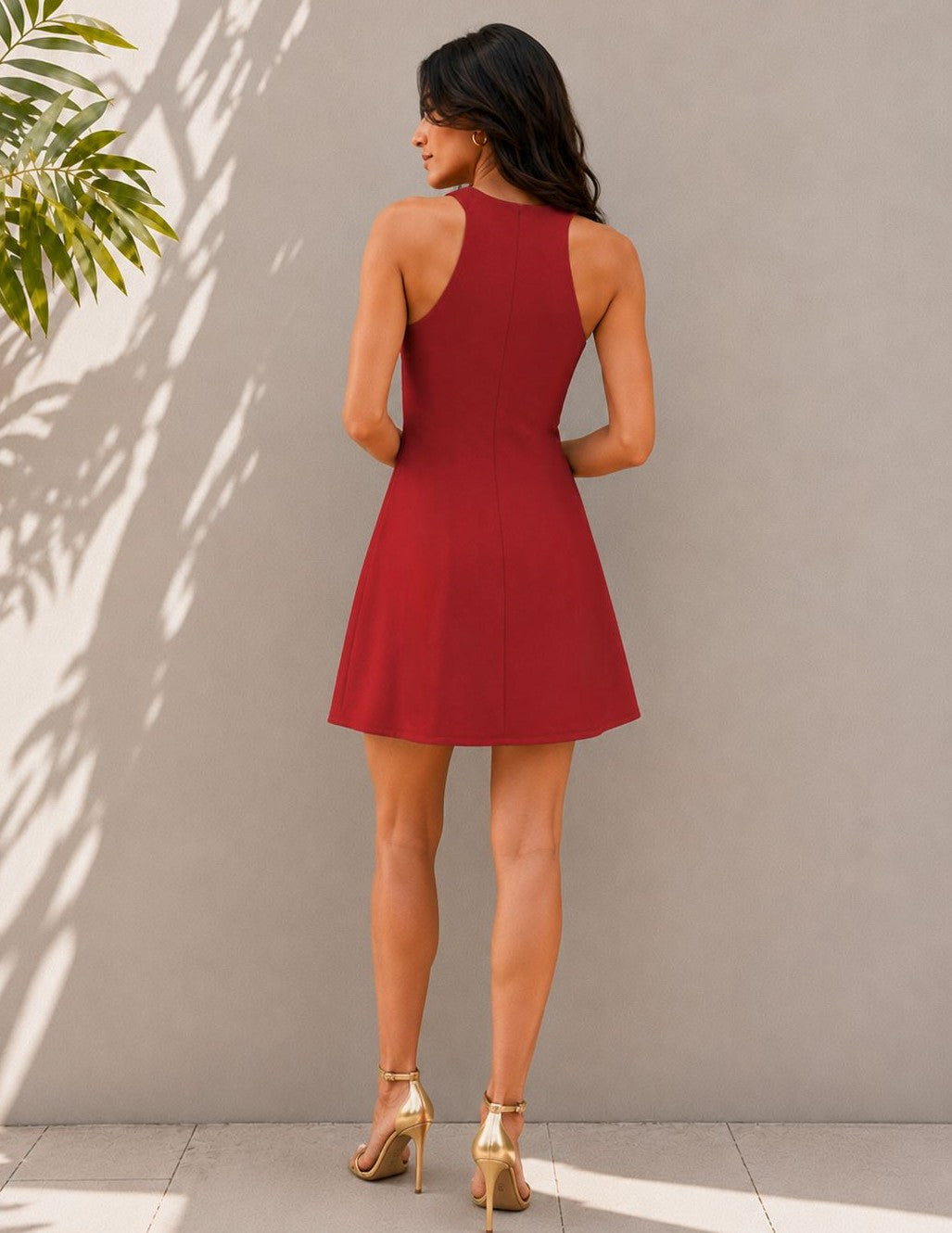 Red A-Line Embellished Mini Dress-ADR-21222