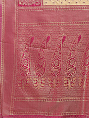 Graceful Cream and Green Silk Saree – Traditional Elegance with Royal Charm