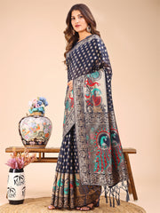 Majestic Linen Cotton Saree with Royal Peacock Pallu - A Celebration of Heritage and Grace