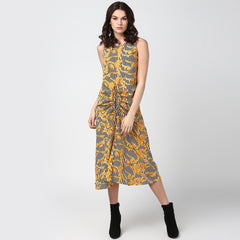 Women's Black and Yellow  Chain and Stripe Dress