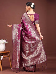 Emerald Banarasi Silk Saree with Zari Floral Work - Elegance Woven in Every Thread